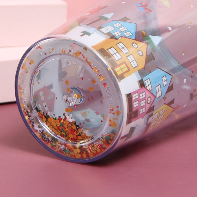 500ml Micro Landscape Plastic Cup Christmas Gift Double Cup