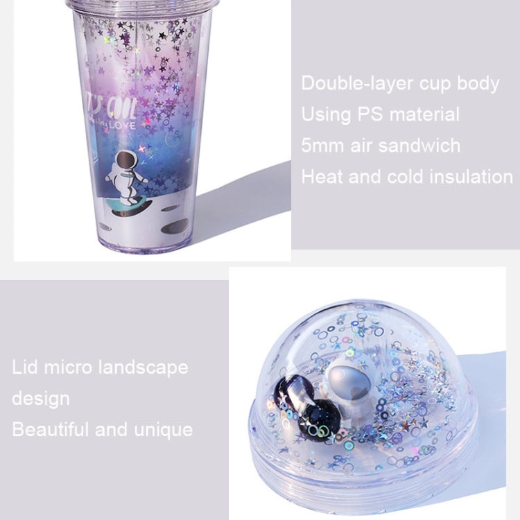 Space Straw Cup Plastic Double Layer Water Cup