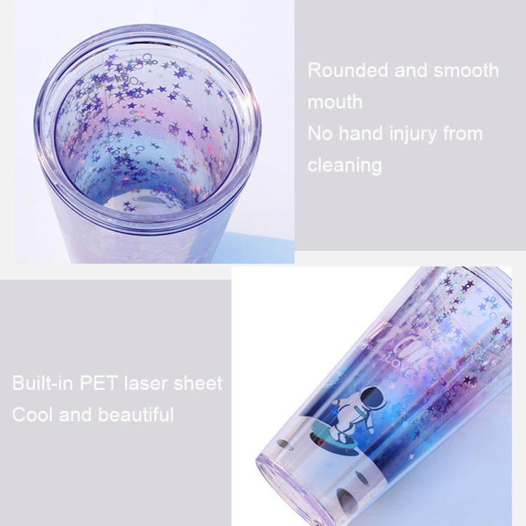 Space Straw Cup Plastic Double Layer Water Cup