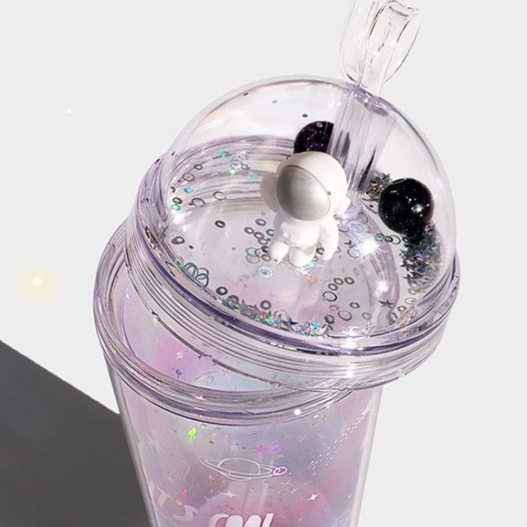 Space Straw Cup Plastic Double Layer Water Cup