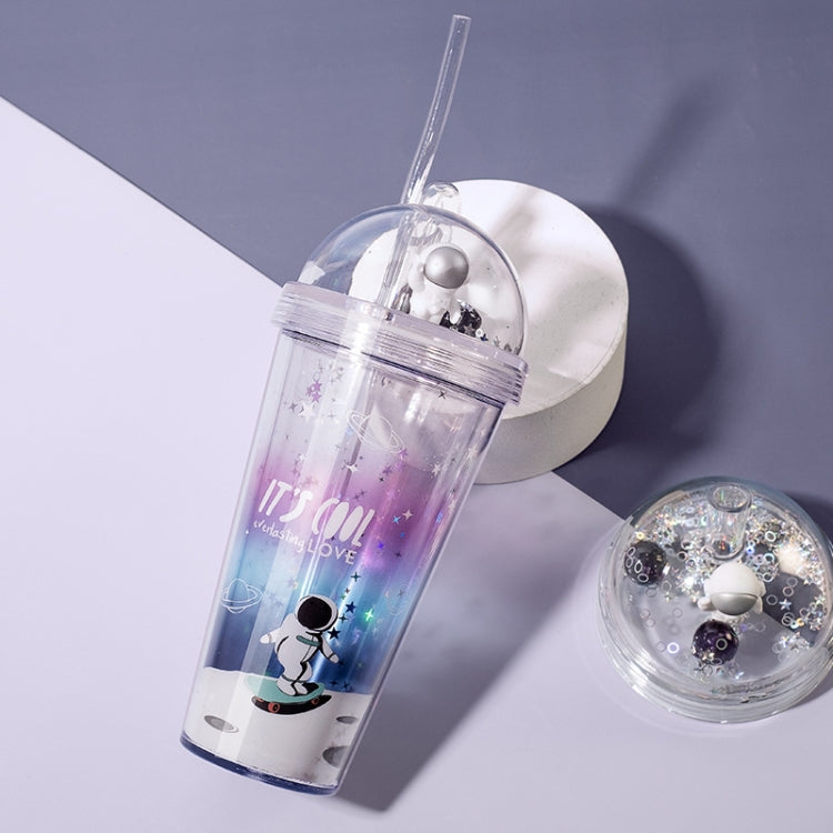 Space Straw Cup Plastic Double Layer Water Cup