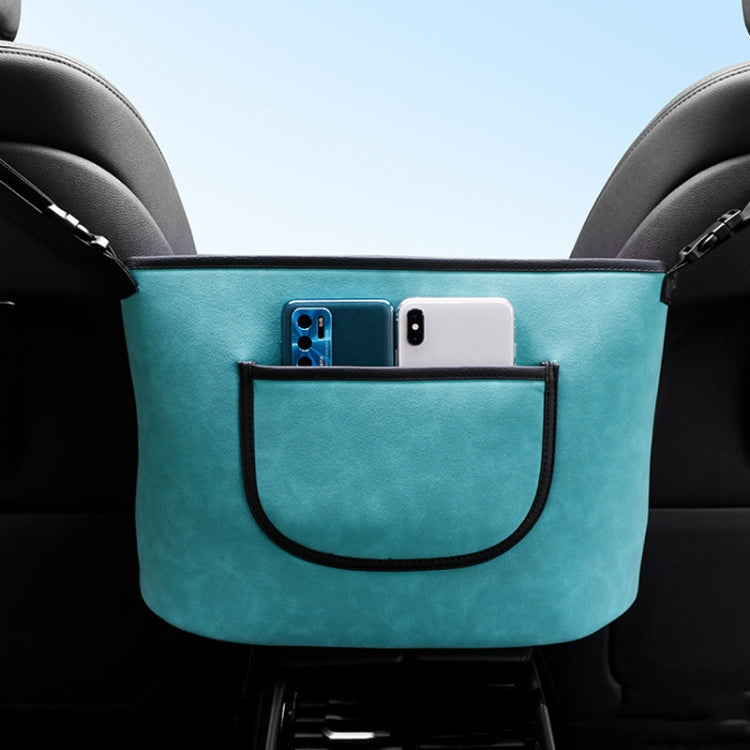 Luxurious Faux Fur Car Seat Organiser - Versatile Leather Storage Bag for Front Seats