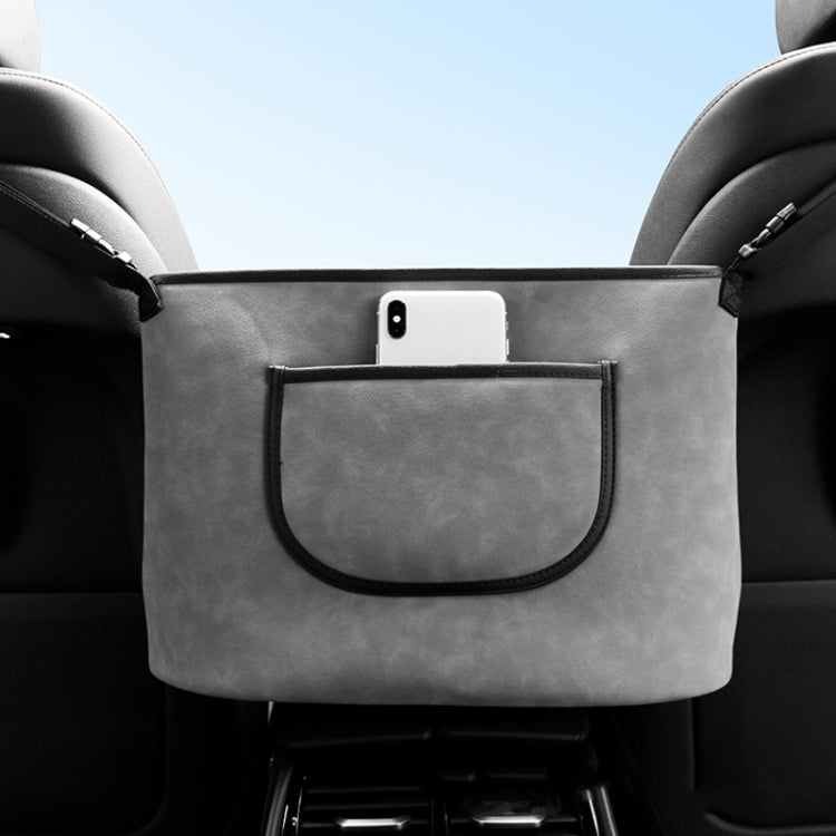Luxurious Faux Fur Car Seat Organiser - Versatile Leather Storage Bag for Front Seats