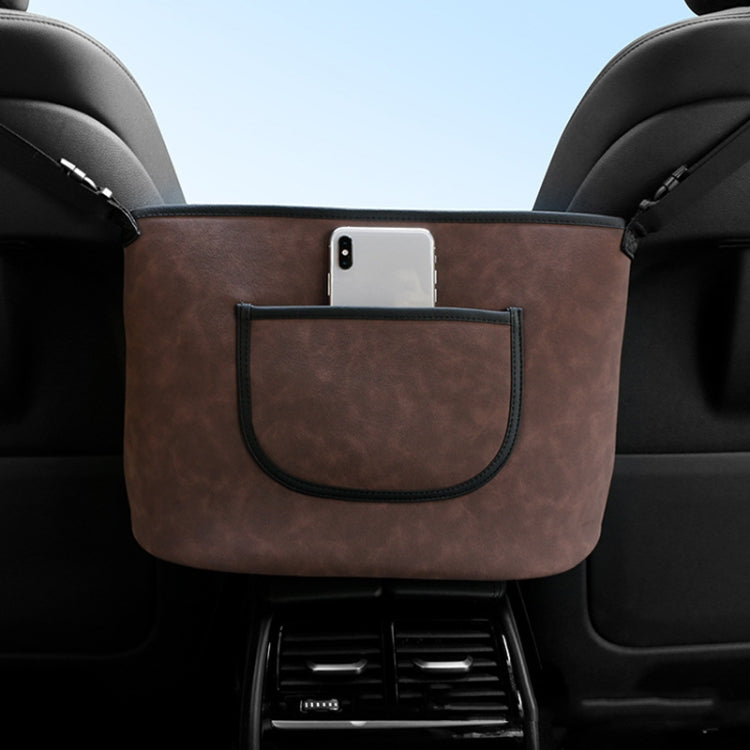 Luxurious Faux Fur Car Seat Organiser - Versatile Leather Storage Bag for Front Seats