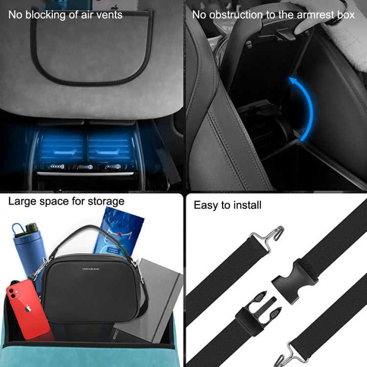 Luxurious Faux Fur Car Seat Organiser - Versatile Leather Storage Bag for Front Seats