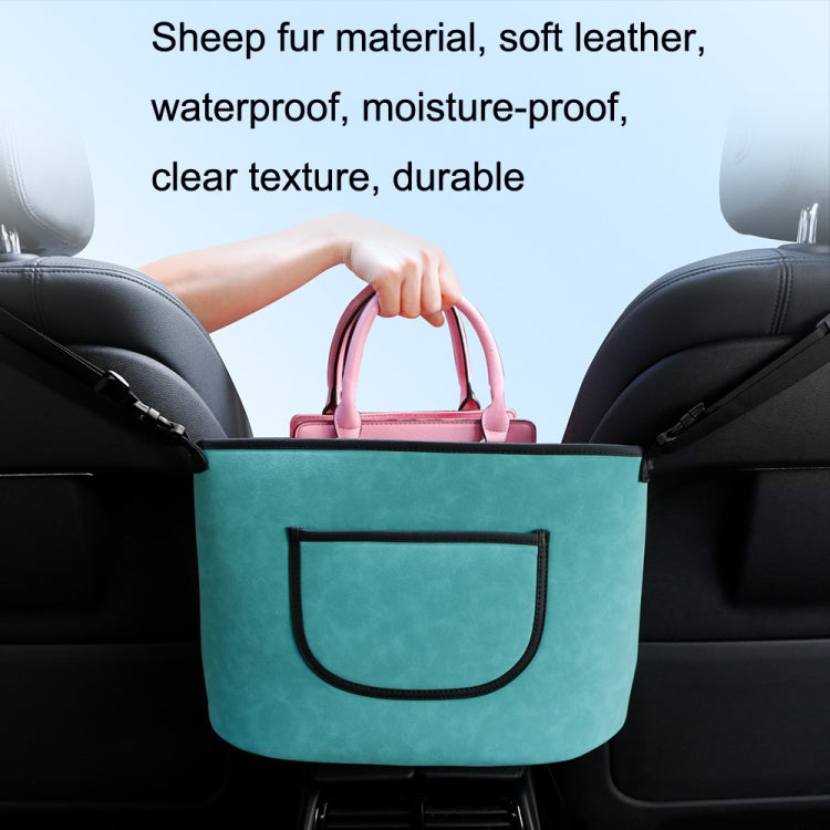 Luxurious Faux Fur Car Seat Organiser - Versatile Leather Storage Bag for Front Seats