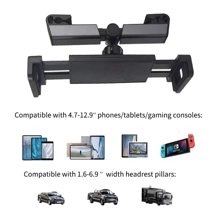 Rotatable Car Headrest Phone and Tablet Holder with Adjustable Bracket