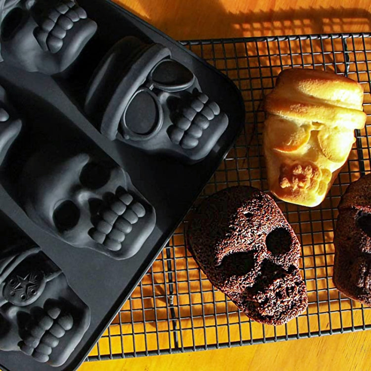 FL1225DD Silicone Barbecue Bakery Mold Skull Birthday Cake Baking Mold, Style: