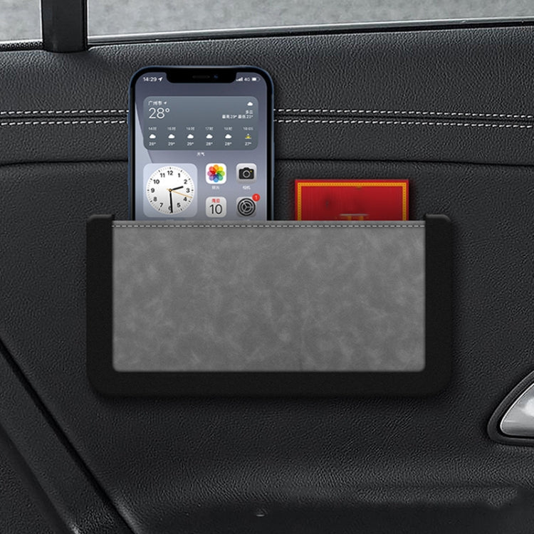Luxury Self-Adhesive Car Storage Box with Soft Leather Finish and Cable Access