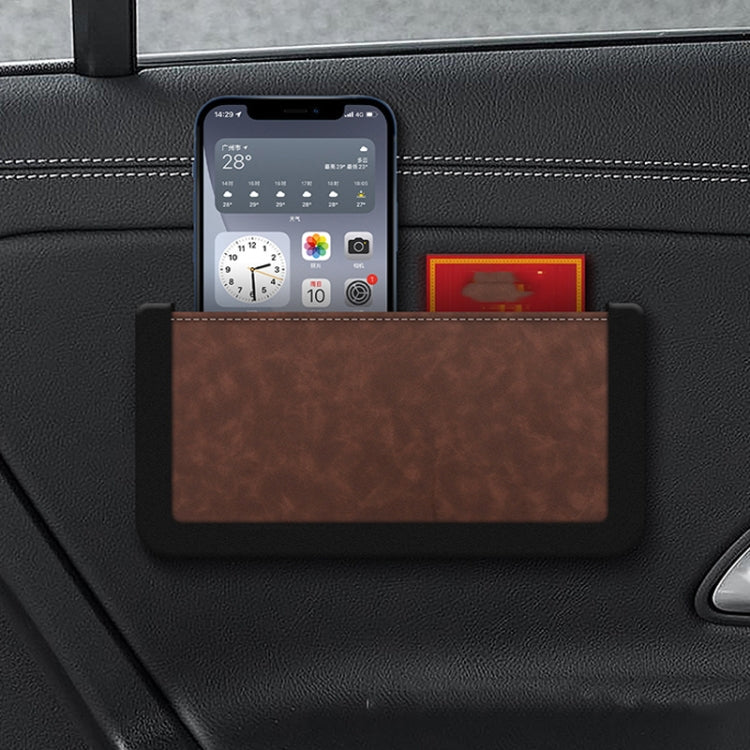 Luxury Self-Adhesive Car Storage Box with Soft Leather Finish and Cable Access