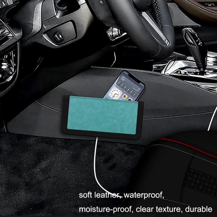 Luxury Self-Adhesive Car Storage Box with Soft Leather Finish and Cable Access