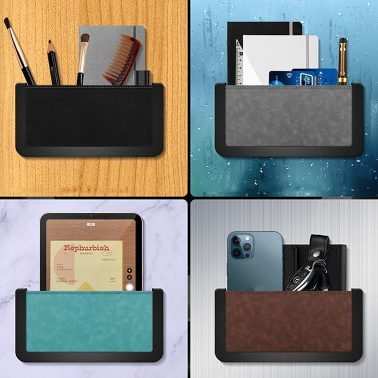 Luxury Self-Adhesive Car Storage Box with Soft Leather Finish and Cable Access