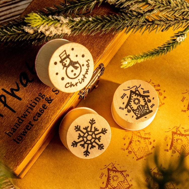 Christmas Snowflake Deer Wooden DIY Stamp Set