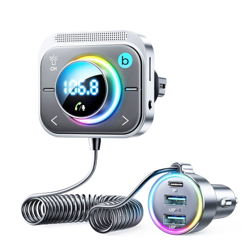 Joyroom JR-CL18 Car Charger Vehicle Bluetooth Transmitter Comes With Spring Line