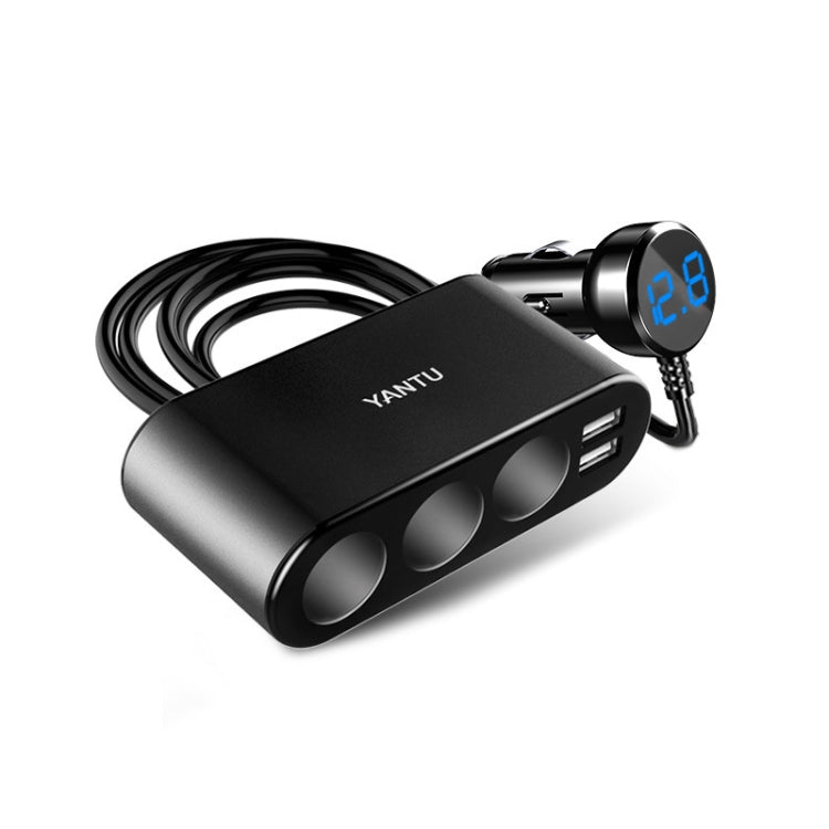 YANTU One Tow Three Car Digital Electronic Dual USB Cigarette Lighter, Specification:, Voltage Monitor, 3 Holes, Voltage Monitor+Cable