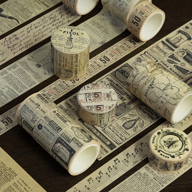 Retro Washi Tape for Journal Scrapbooking Diary Planners, Color: Newspaper Material