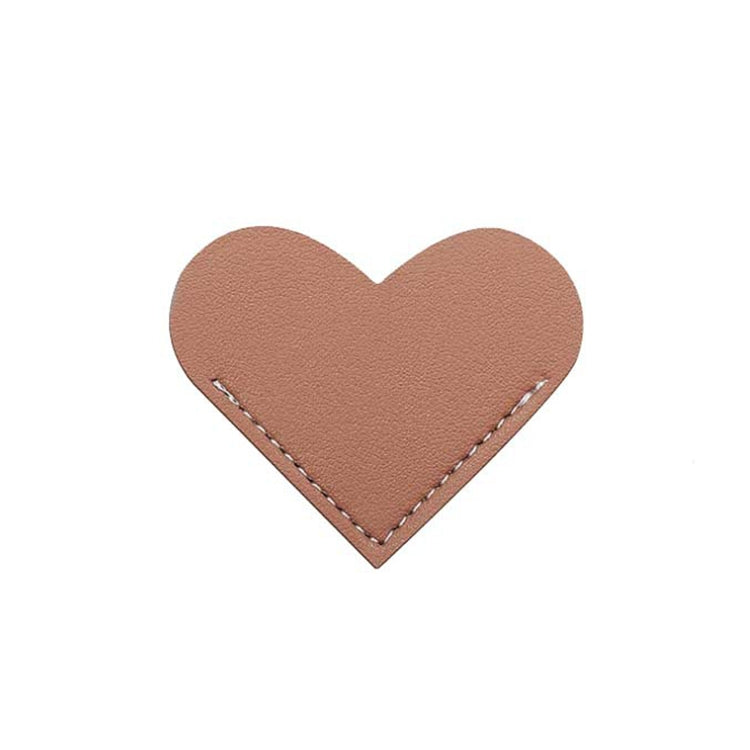 Mini Business Student Library Portable PU Leather Heart Shaped Bookmark