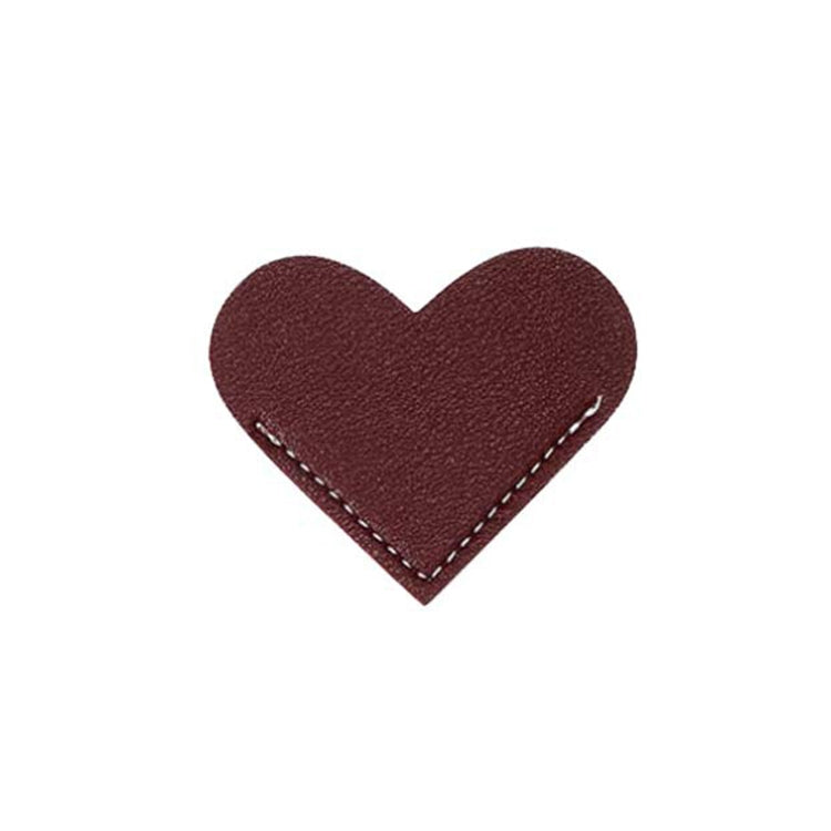 Mini Business Student Library Portable PU Leather Heart Shaped Bookmark