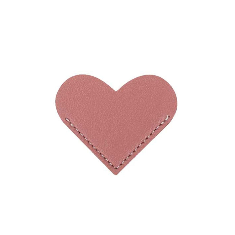 Mini Business Student Library Portable PU Leather Heart Shaped Bookmark