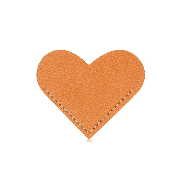 Mini Business Student Library Portable PU Leather Heart Shaped Bookmark