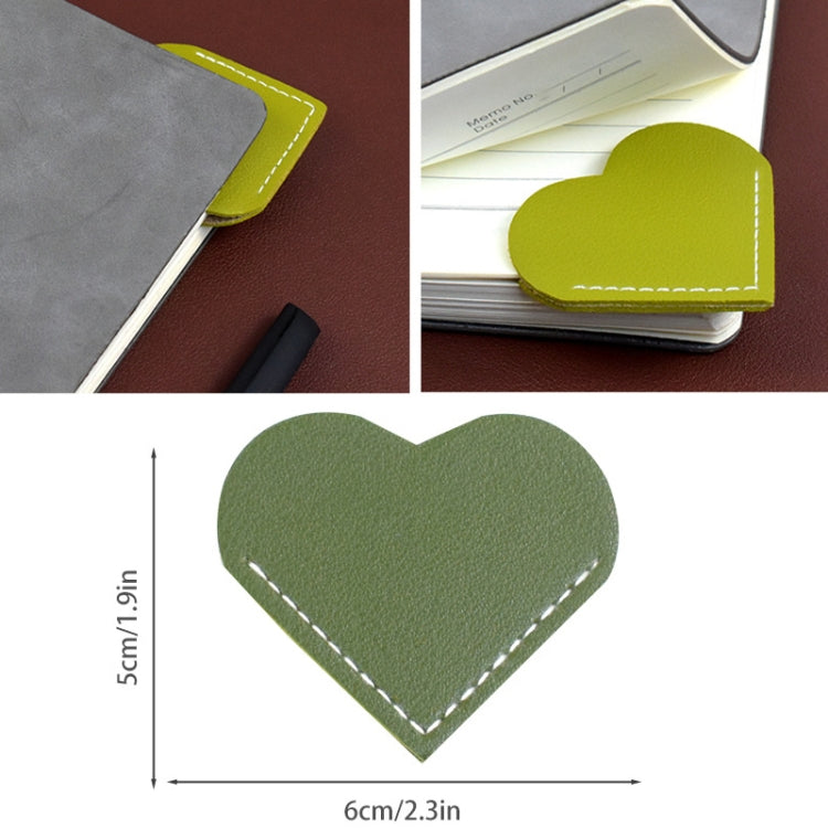 Mini Business Student Library Portable PU Leather Heart Shaped Bookmark