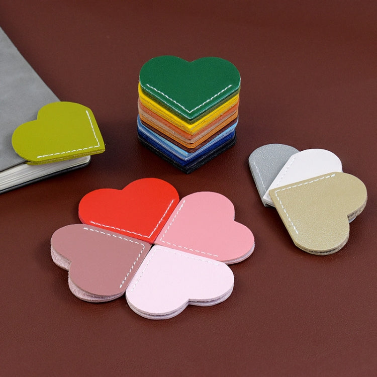 Mini Business Student Library Portable PU Leather Heart Shaped Bookmark