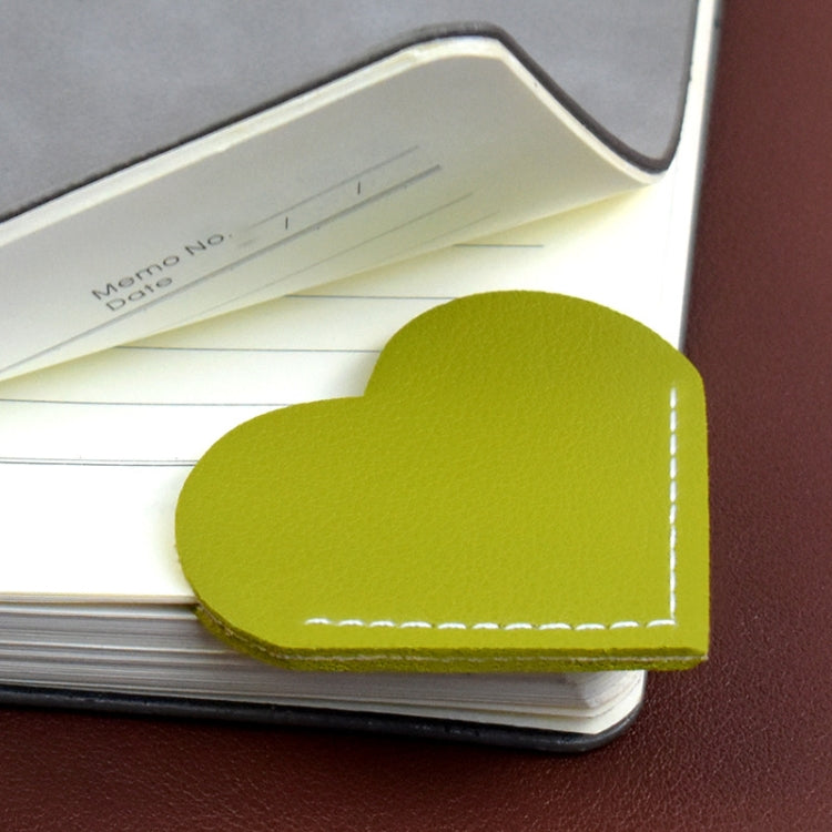 Mini Business Student Library Portable PU Leather Heart Shaped Bookmark