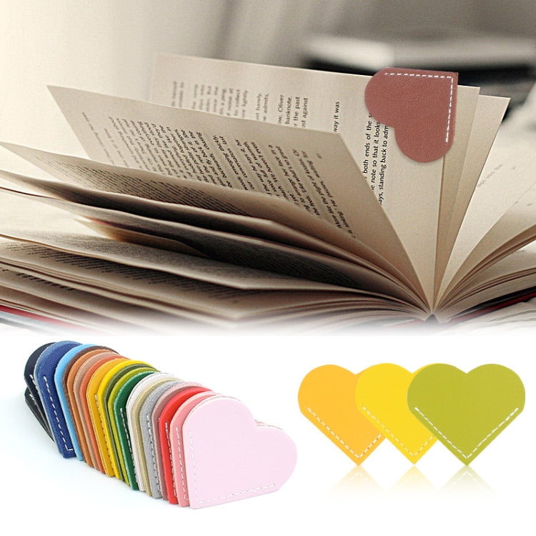 Mini Business Student Library Portable PU Leather Heart Shaped Bookmark