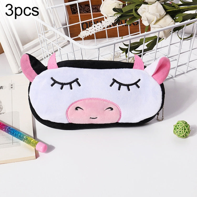 3pcs Children Cute Animal Plush Pencil Bag Stationery Storage Bag