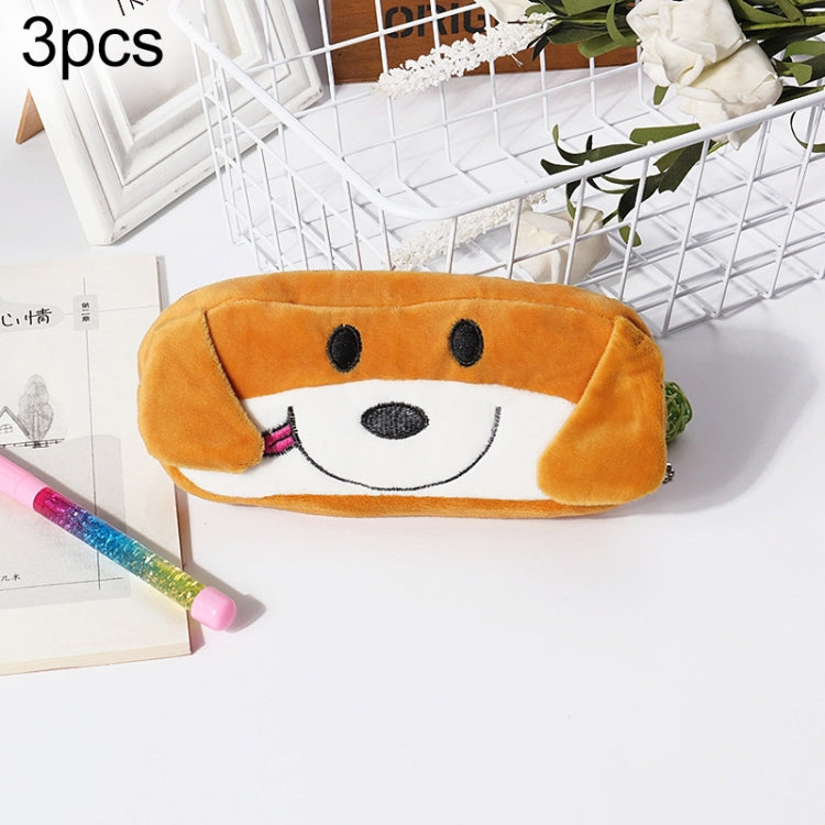 3pcs Children Cute Animal Plush Pencil Bag Stationery Storage Bag