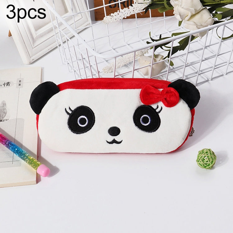 3pcs Children Cute Animal Plush Pencil Bag Stationery Storage Bag