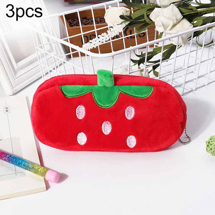 3pcs Children Cute Animal Plush Pencil Bag Stationery Storage Bag