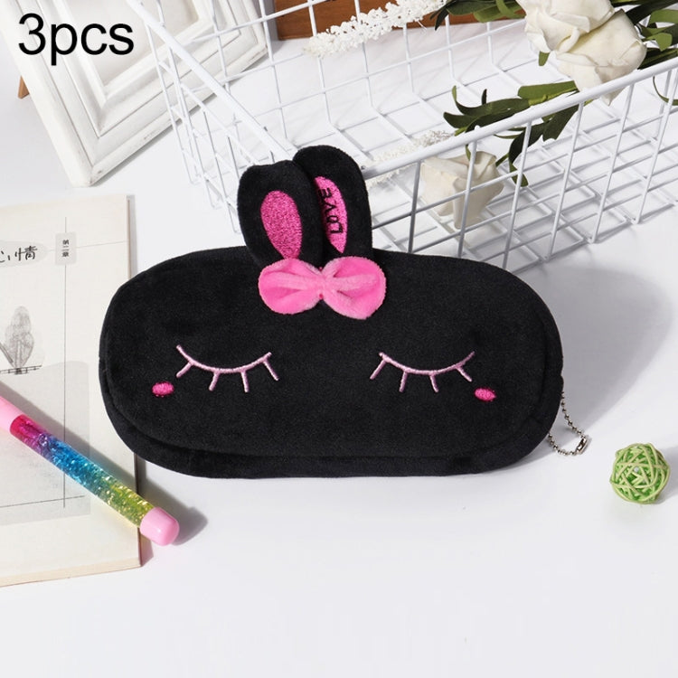 3pcs Children Cute Animal Plush Pencil Bag Stationery Storage Bag