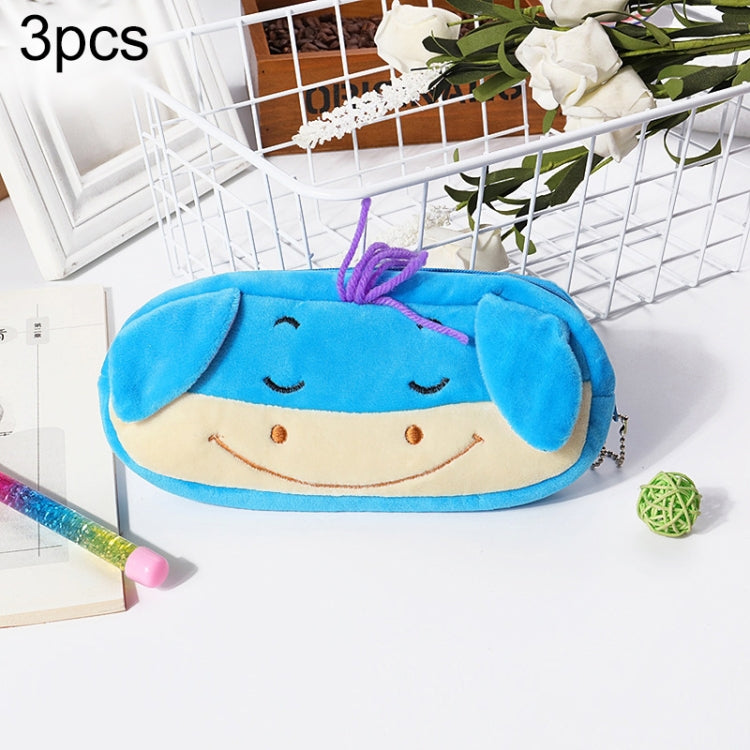 3pcs Children Cute Animal Plush Pencil Bag Stationery Storage Bag