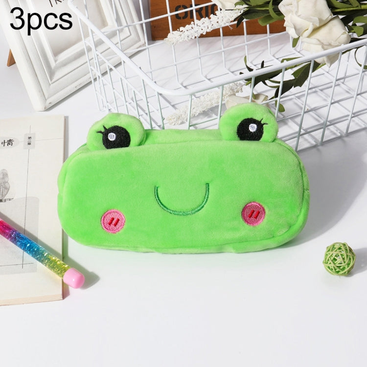 3pcs Children Cute Animal Plush Pencil Bag Stationery Storage Bag