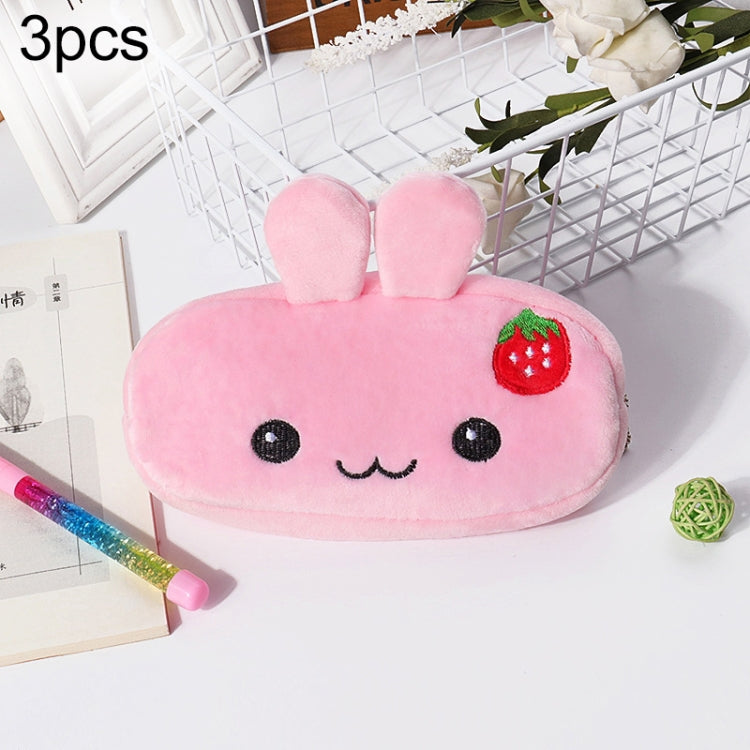 3pcs Children Cute Animal Plush Pencil Bag Stationery Storage Bag