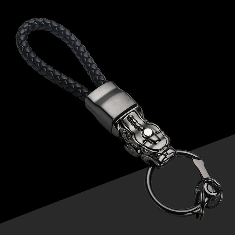 LED-Illuminated Braided Leather Troops Keyring with Lucky Beast Pendant