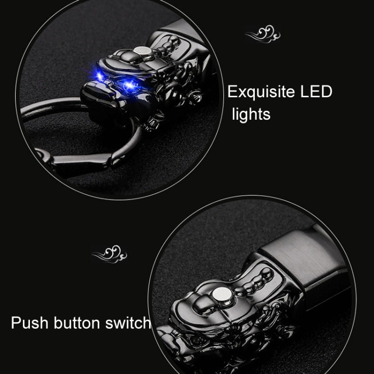 LED-Illuminated Braided Leather Troops Keyring with Lucky Beast Pendant