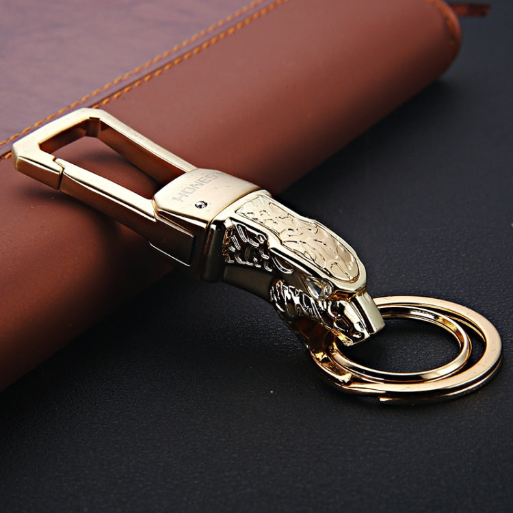 Elegant Leopard Head Zinc Alloy Keychain with Gift Box
