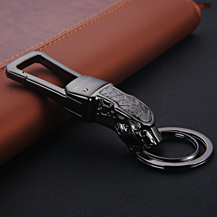 Elegant Leopard Head Zinc Alloy Keychain with Gift Box