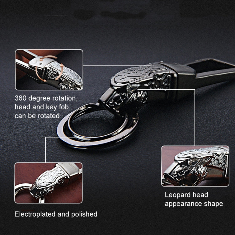 Elegant Leopard Head Zinc Alloy Keychain with Gift Box