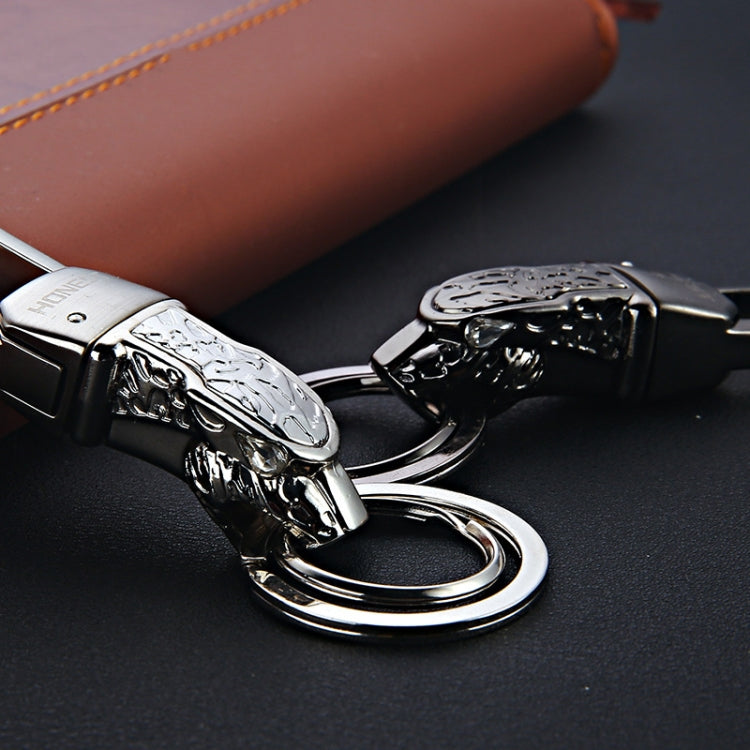 Elegant Leopard Head Zinc Alloy Keychain with Gift Box