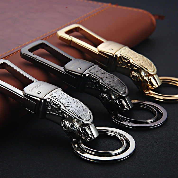 Elegant Leopard Head Zinc Alloy Keychain with Gift Box