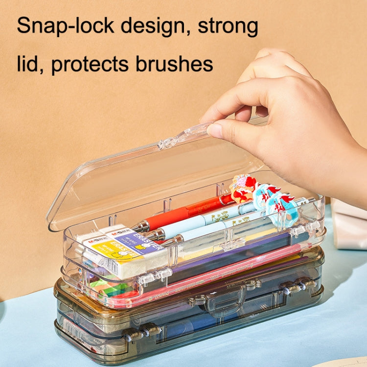 RJ 26 Large Capacity Simple Pen Bag Hand Lifting Transparent Double Layer Student Stationery Storage Box