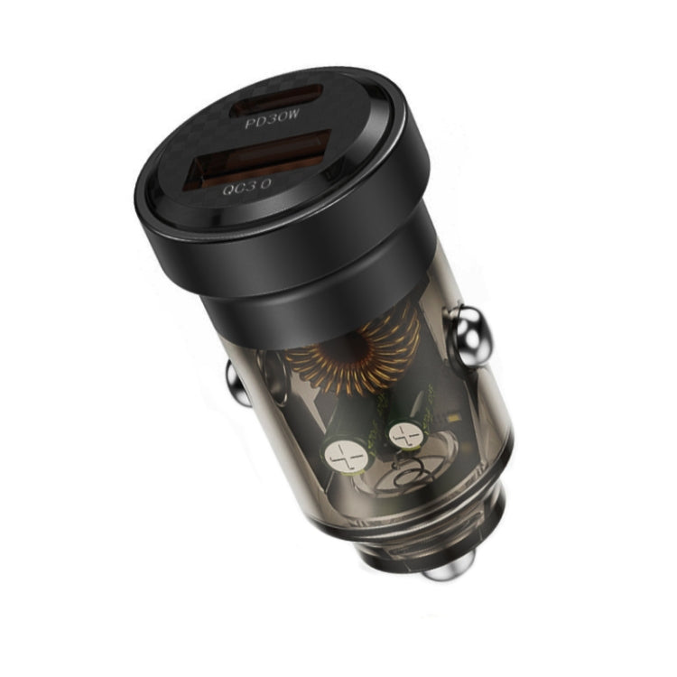 PD+QC Mini Transparent Super Fast Charge Car Cigarette Lighter Charger, HP-99 Gray, HP-99 Black