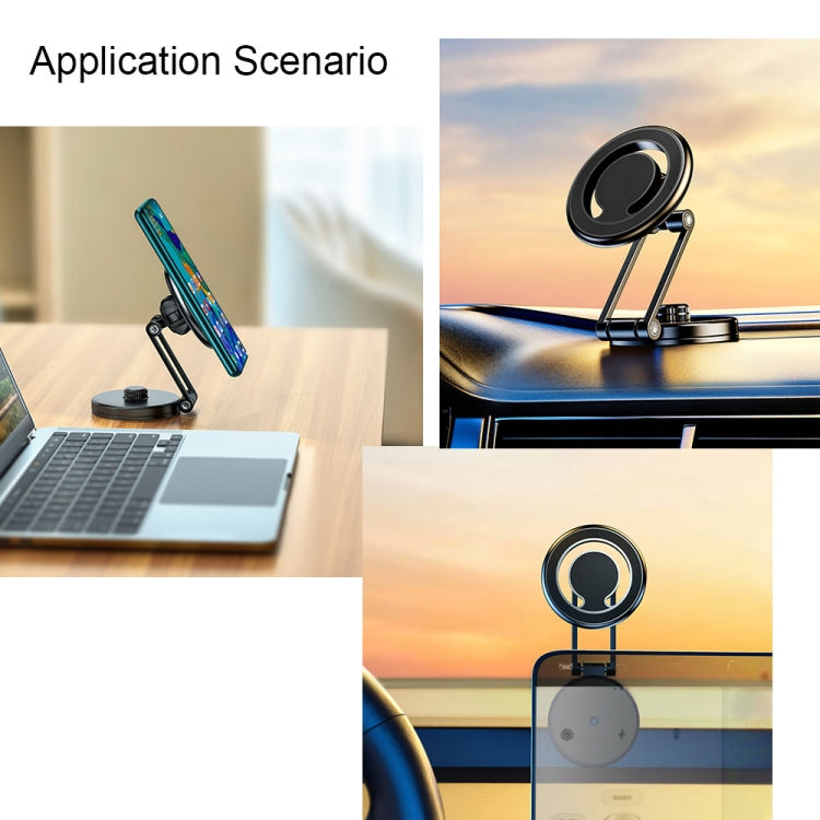Compact Magnetic Telescopic Car Phone Holder with 360-Degree Rotation