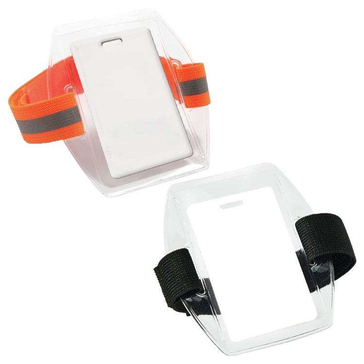 PVC Soft Plastic Card Holder Polyester Reflective Wristband Badge Card Holder Arm Adjustable ID Badge