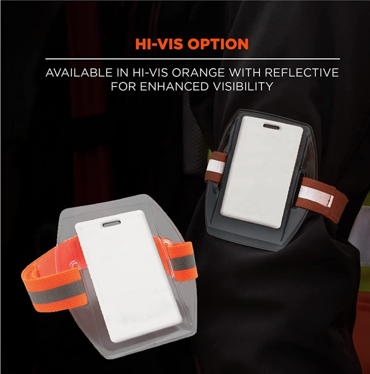 PVC Soft Plastic Card Holder Polyester Reflective Wristband Badge Card Holder Arm Adjustable ID Badge