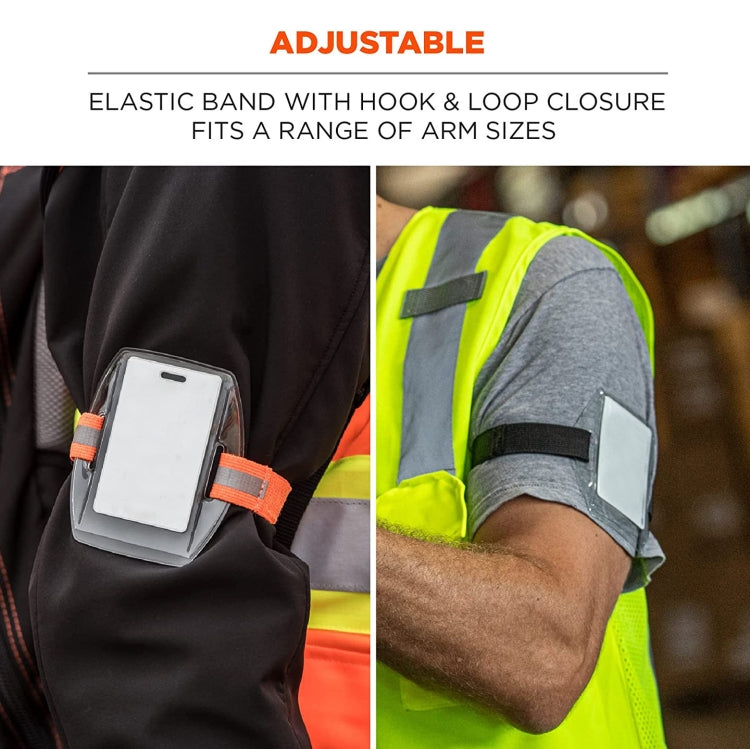 PVC Soft Plastic Card Holder Polyester Reflective Wristband Badge Card Holder Arm Adjustable ID Badge