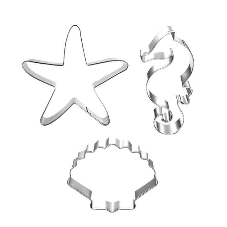 3 in 1 Ocean Series Seahorse Starfish Shell Baking Moulds Flip Sugar Cookie Mould